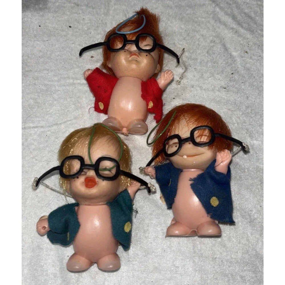 Lot of 3 Vintage 1960’s Moody Cuties Rubber Dolls Happy Smiling SillyCrying Baby